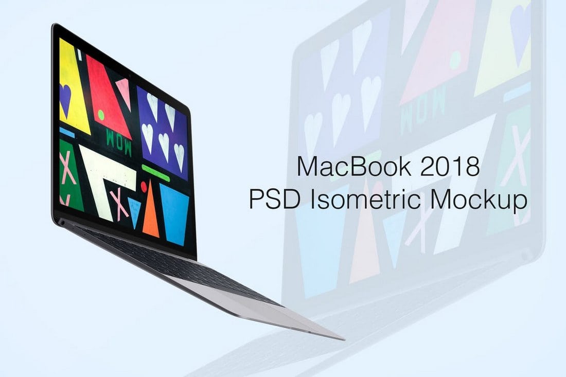 MacBook 2018 Isometric PSD Mockup